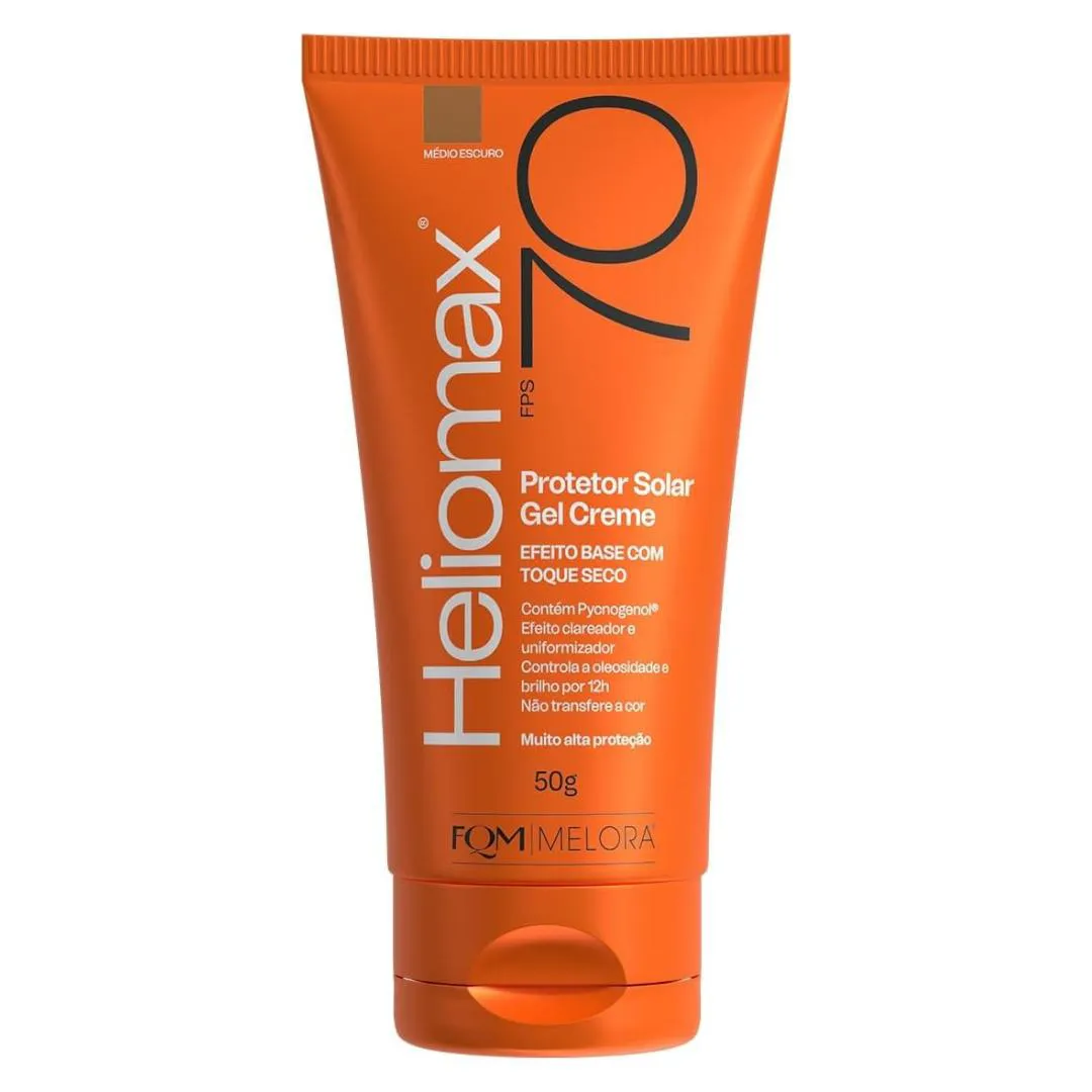 FQM MELORA HELIOMAX PROTETOR SOLAR GEL CREME COR MéDIO ESCURO FPS70 50G (7 898244 720142)