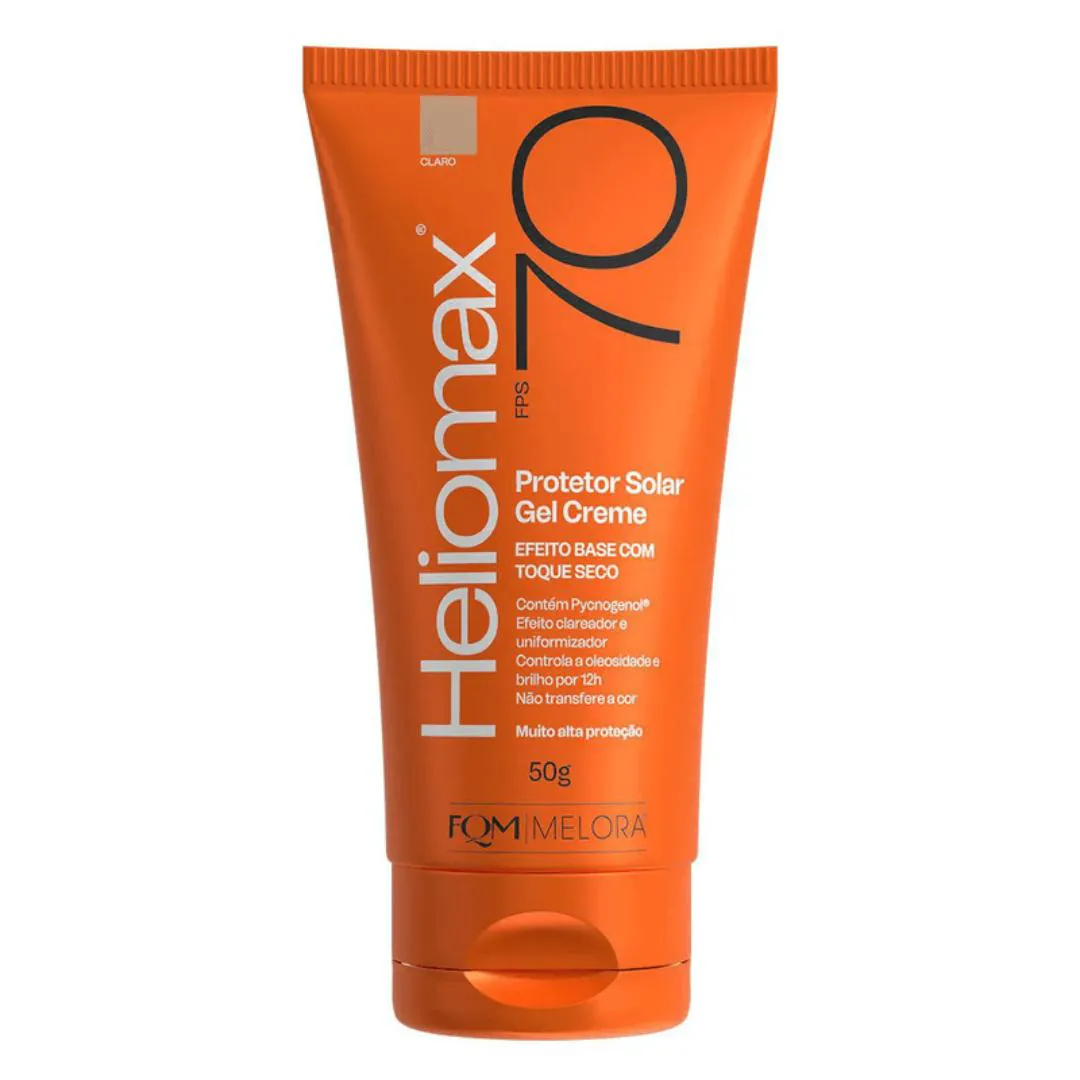 FQM MELORA HELIOMAX PROTETOR SOLAR GEL CREME COR CLARO FPS70 50G (7898244720166)