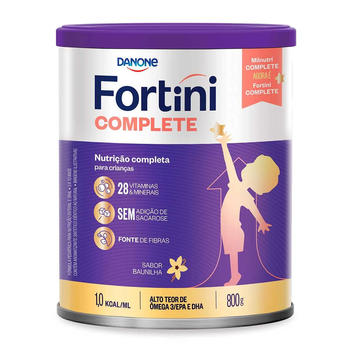 Fórmula Infantil Fortini Complete Danone Baunilha 3 a 10 anos 800g