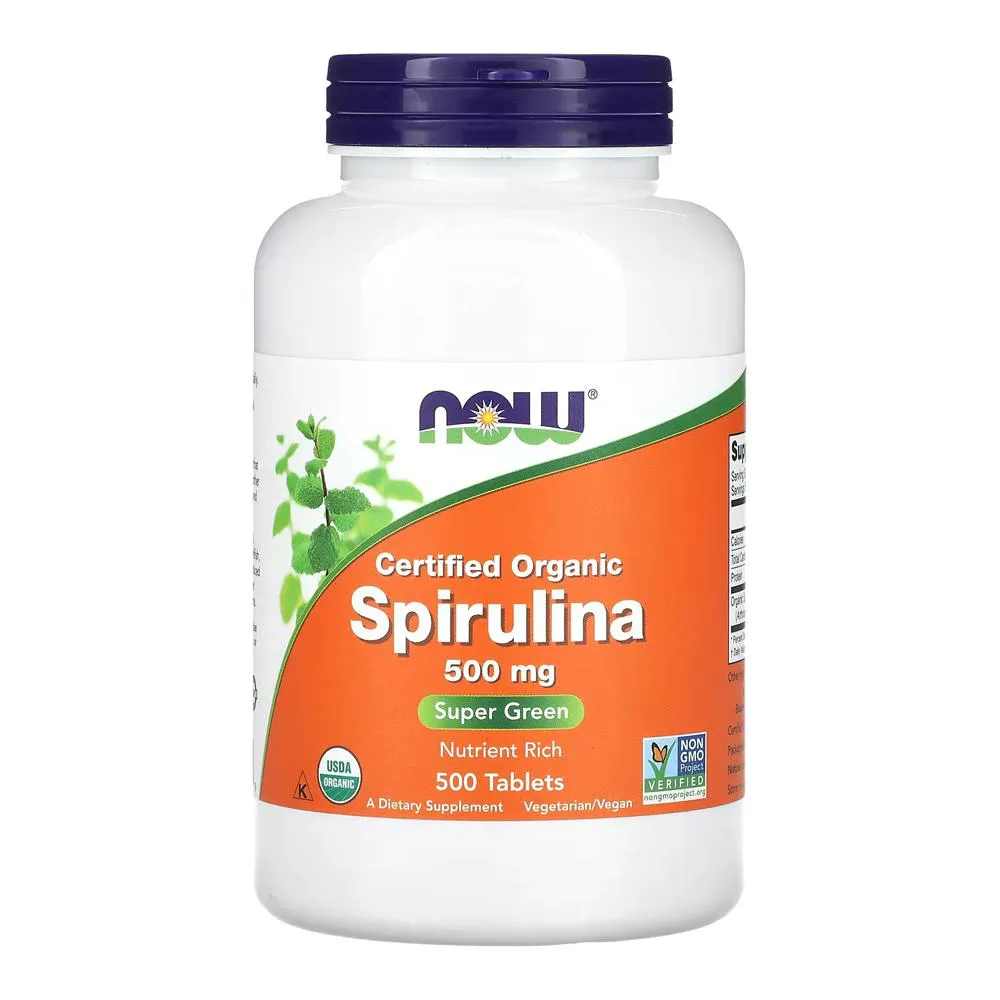 SPIRULINA ORGâNICA 500MG NOW FOODS 500 TABLETS