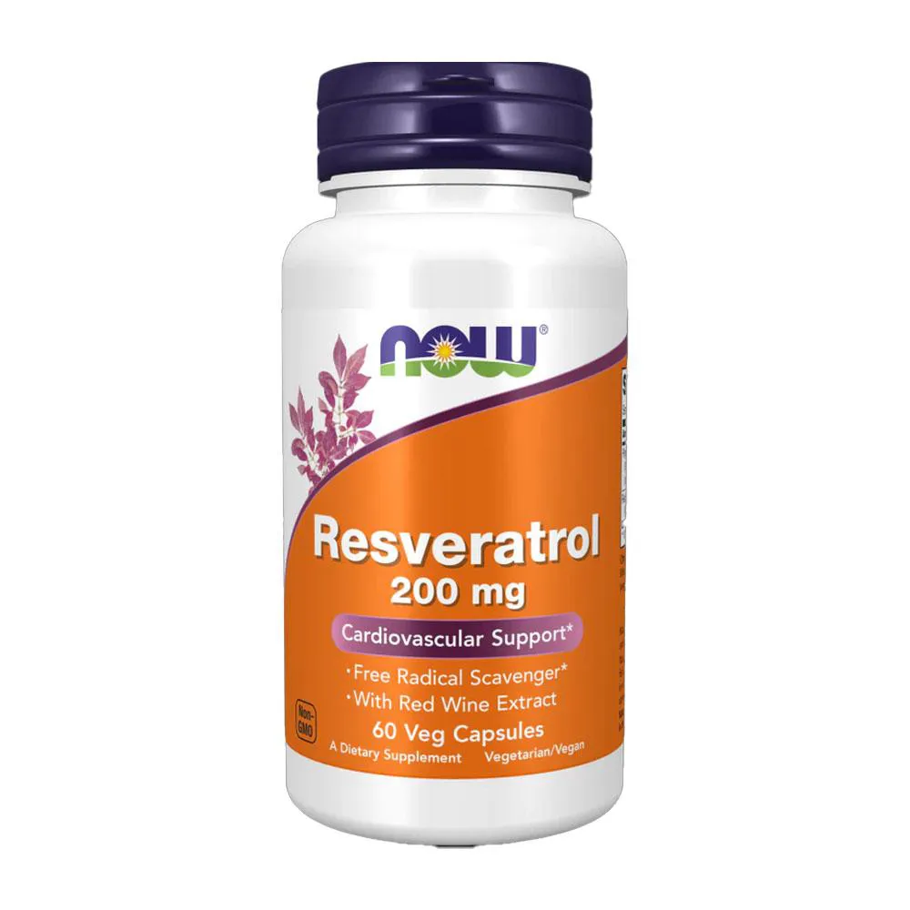 RESVERATROL 200MG NOW FOODS COM EXTRATO VINHO TINTO 60CAPS