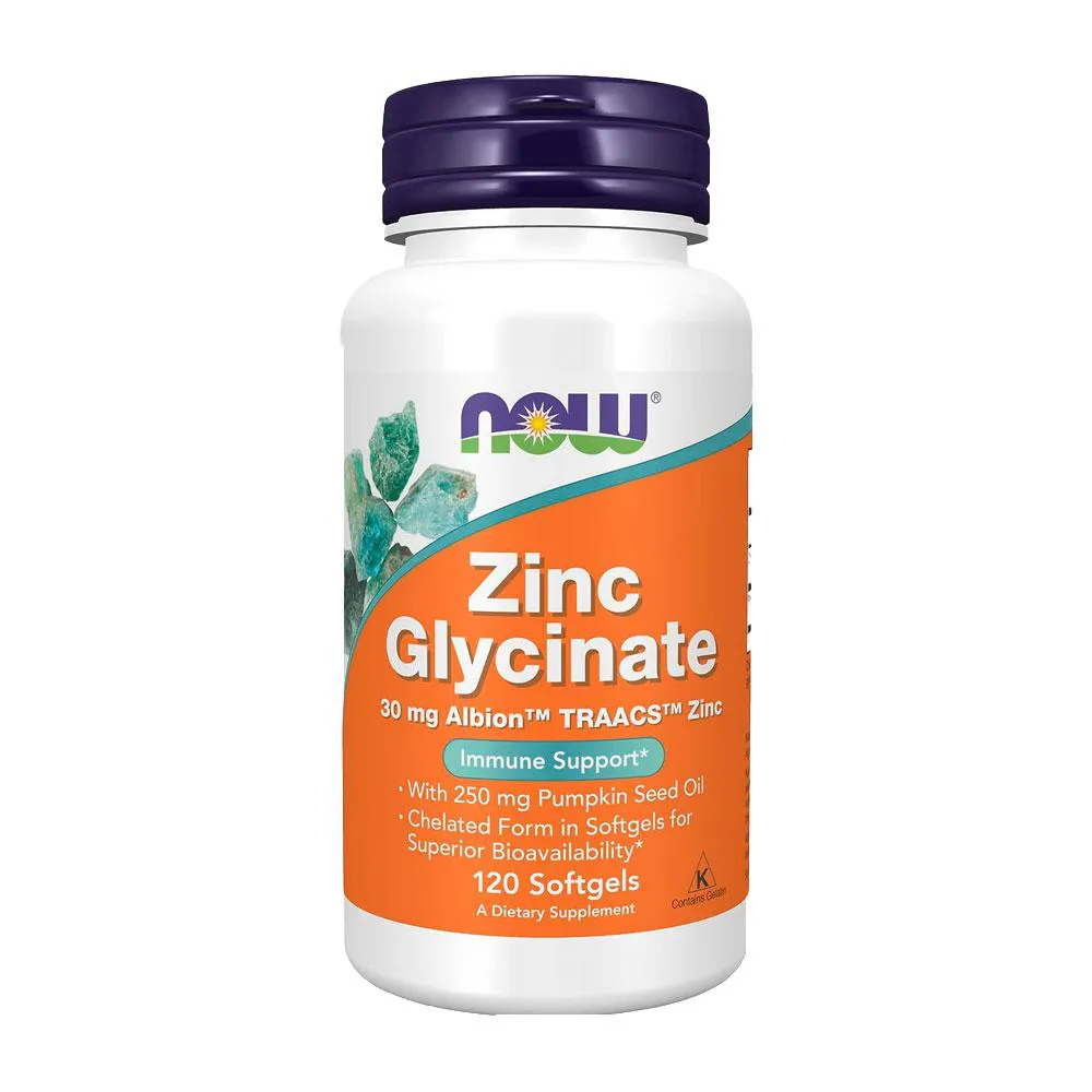 GLICINATO DE ZINCO 30MG NOW FOODS ZINC GLYCINATE 120 SOFTG