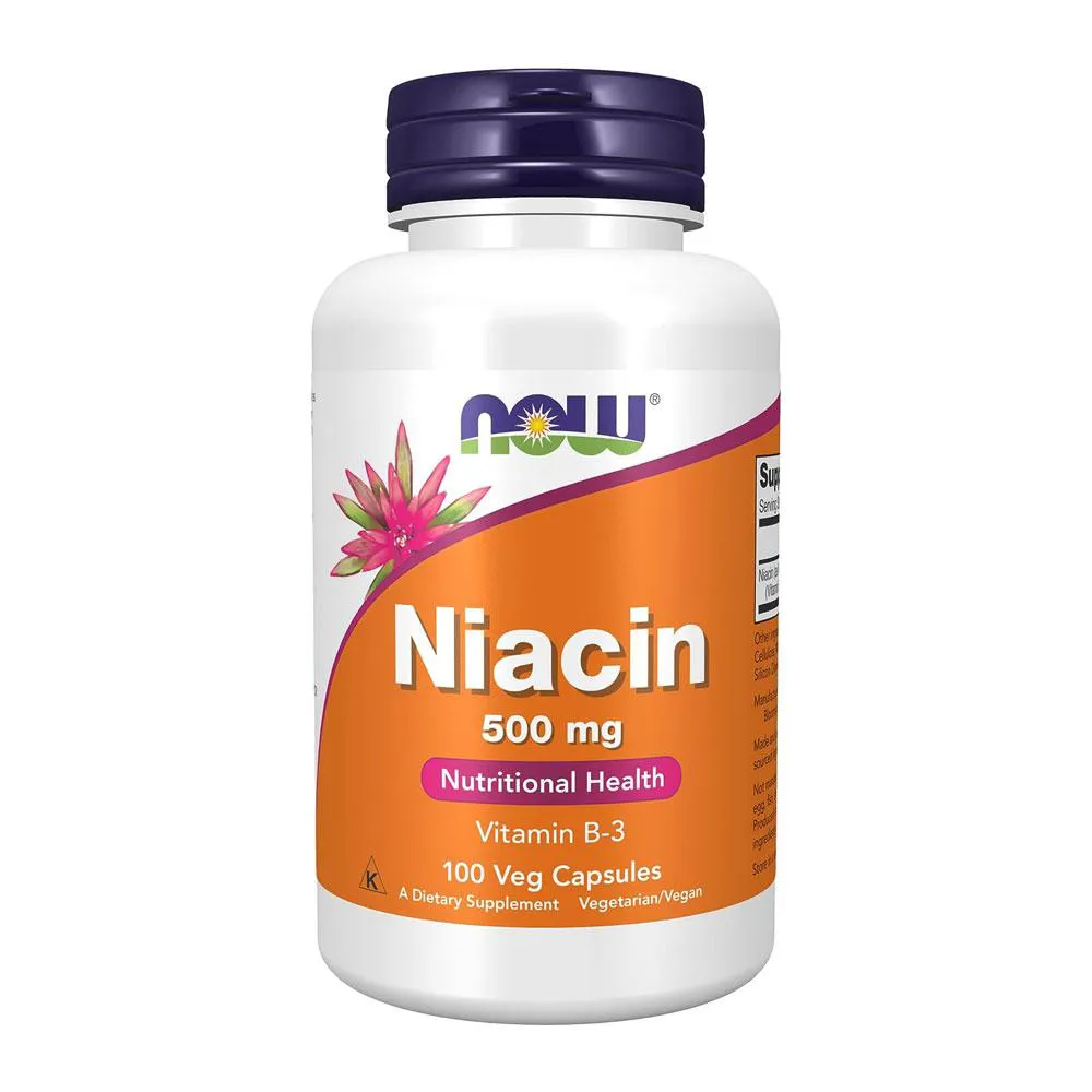 NIACINA VITAMINA B-3 500MG NOW FOODS NIACIN 100 VEG CAPS