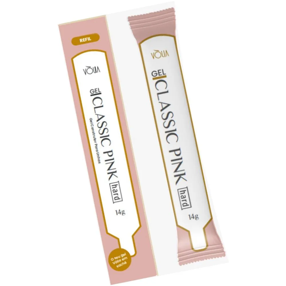 SACHE GEL CLASSIC PINK HARD 14G PARA UNHAS EM GEL VOLIA