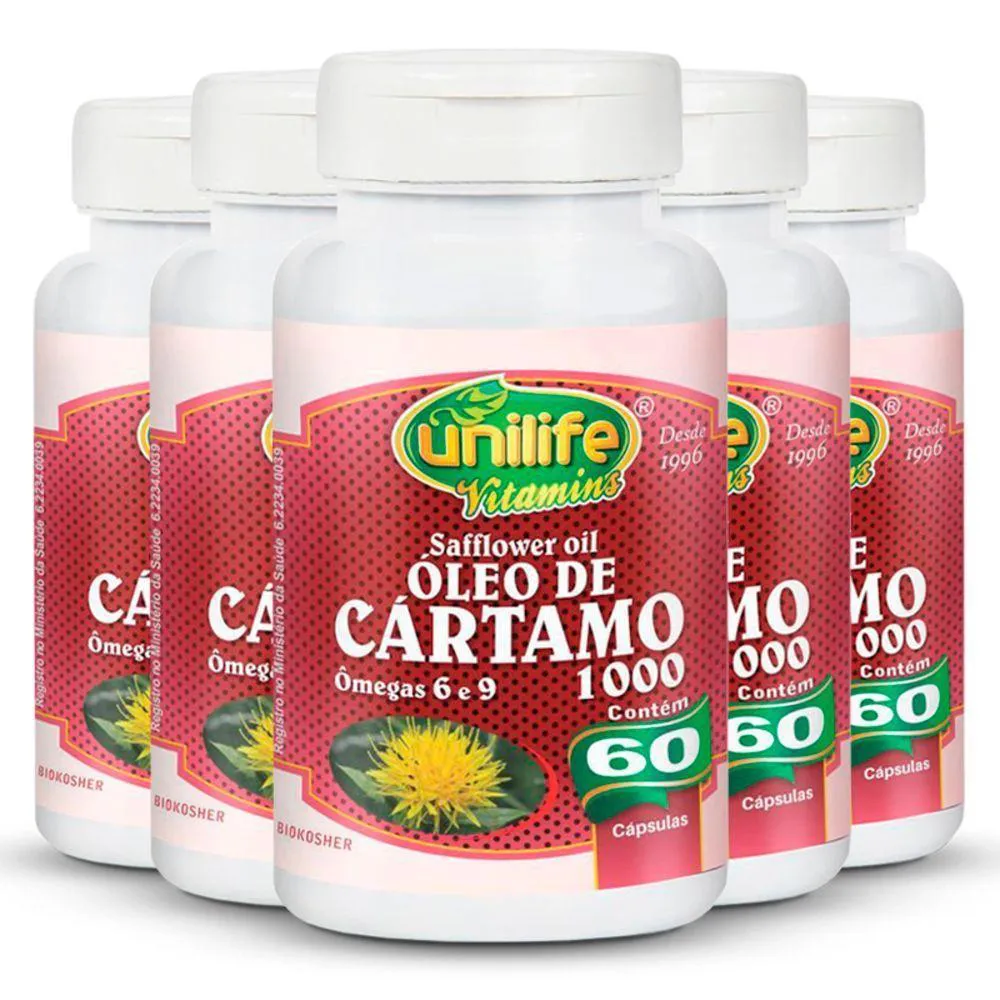 KIT 5 óLEO DE CARTAMO 1200MG COM 60 CáPSULAS UNILIFE