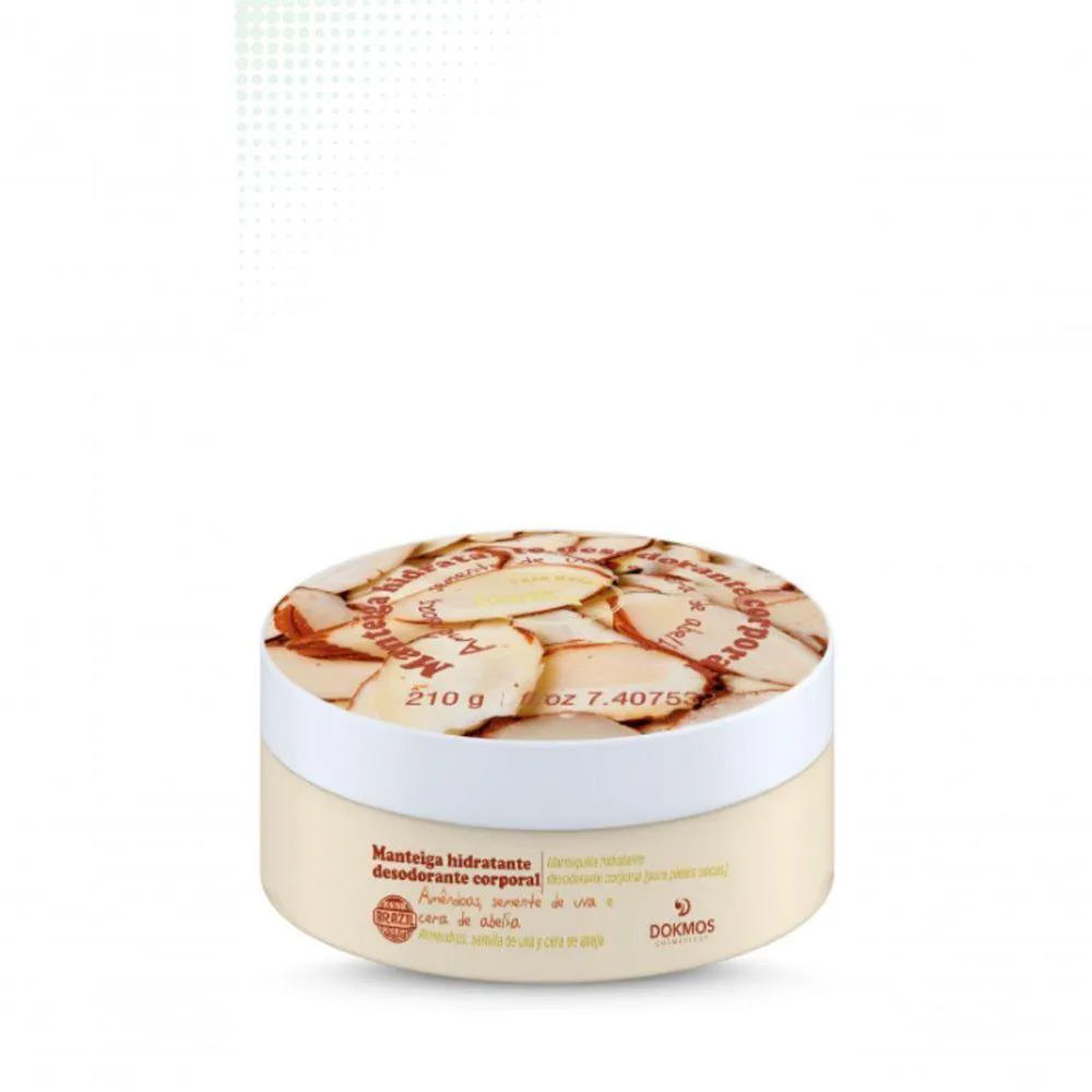 MANTEIGA HIDRATANTE AMêNDOAS, SEMEMTE DE UVA E CERA DE ABELHA - DOKMOS - 200GR