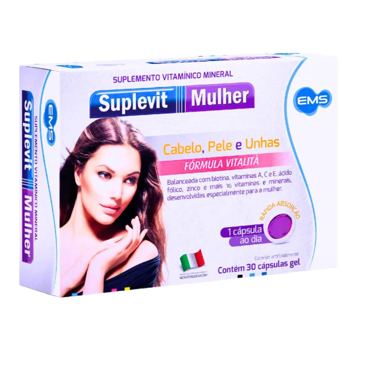 SUPLEVIT MULHER CABELOS PELES E UNHAS BIOTINA E MAIS 16 VITAMINAS 30CP