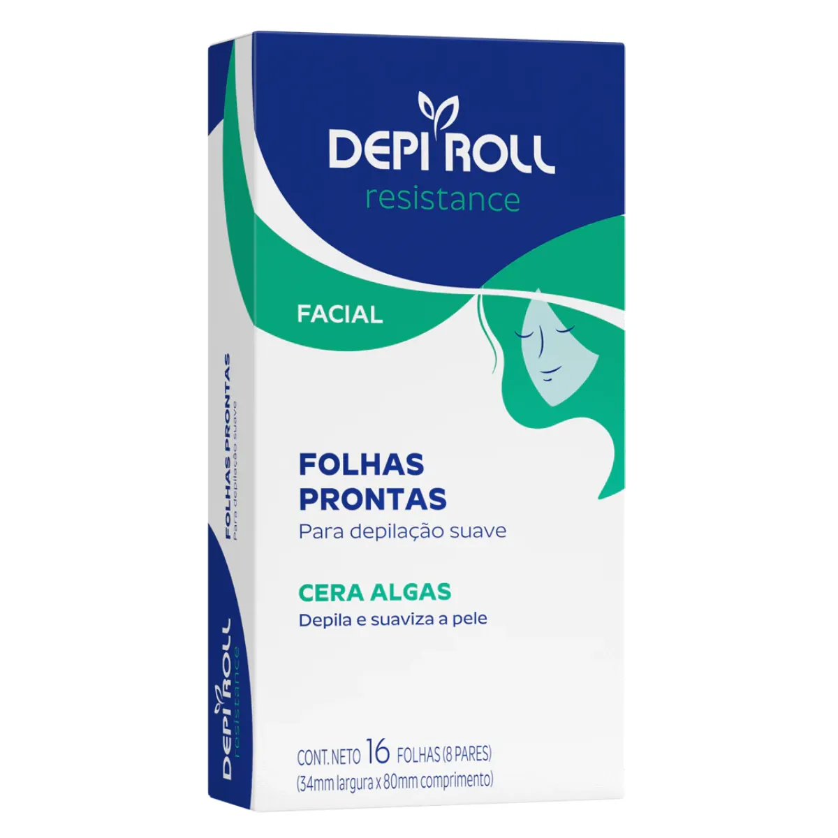 Cera Depilatória Facial Depi Roll Resistance Algas 16 folhas prontas 