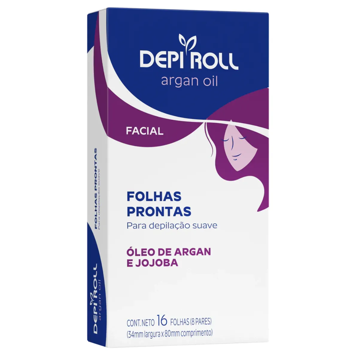 Cera Depilatória Facial Depi Roll Óleo de Argan e Jojoba com 16 folhas prontas