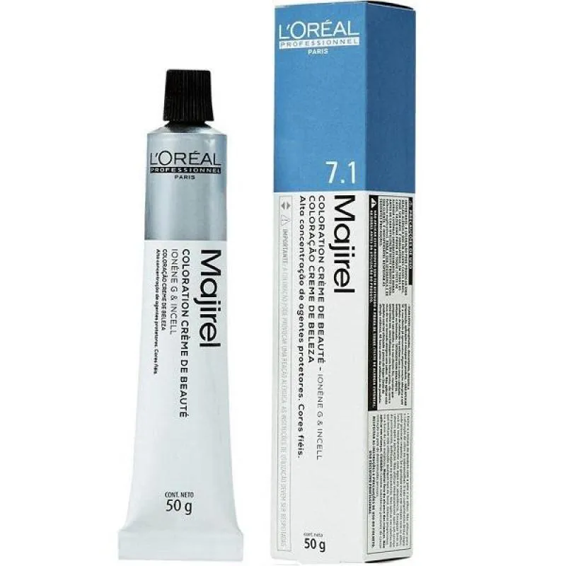 COLORAçAO PROFISSIONAL MAJIREL LOREAL 50G COR 7.1 LOURO ACINZENTADO