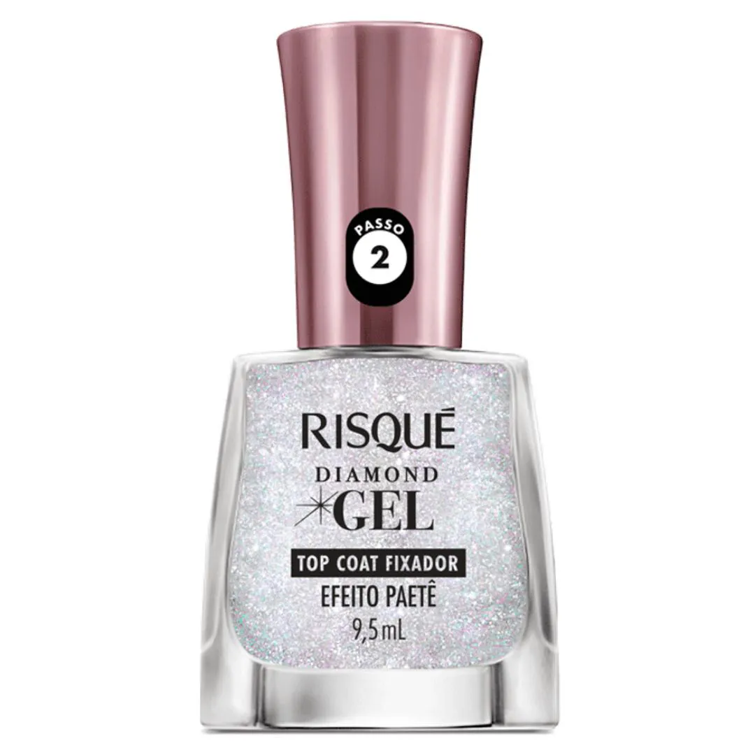TOP COAT RISQUé DIAMOND GEL EFEITO PAETê- 9,5 ML