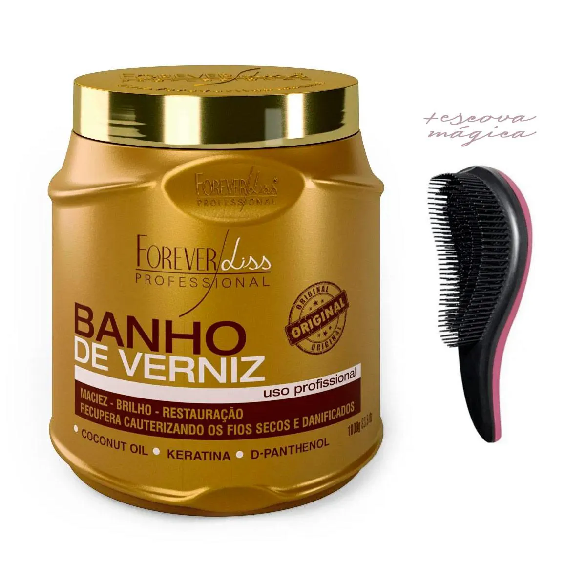 MáSCARA BANHO DE VERNIZ FOREVER LISS 1KG +ESCOVA DESEMBARAçA