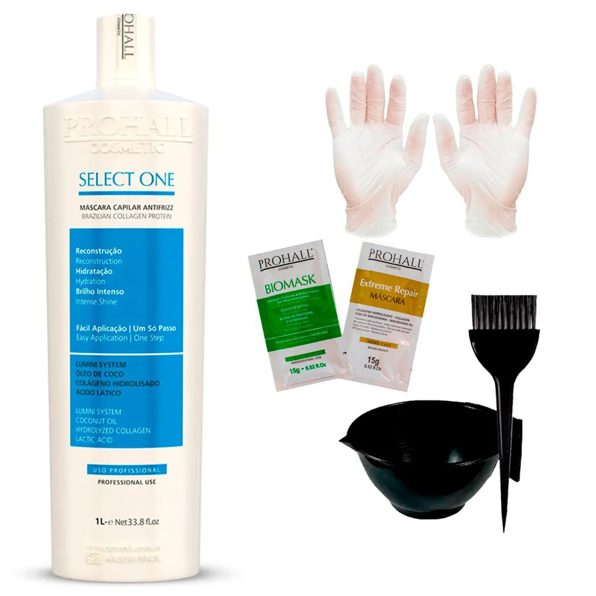 ANTIFRIZZ SELECT ONE PROHALL 1 LITRO + 2SACHê/CUMBUCA/LUVAS