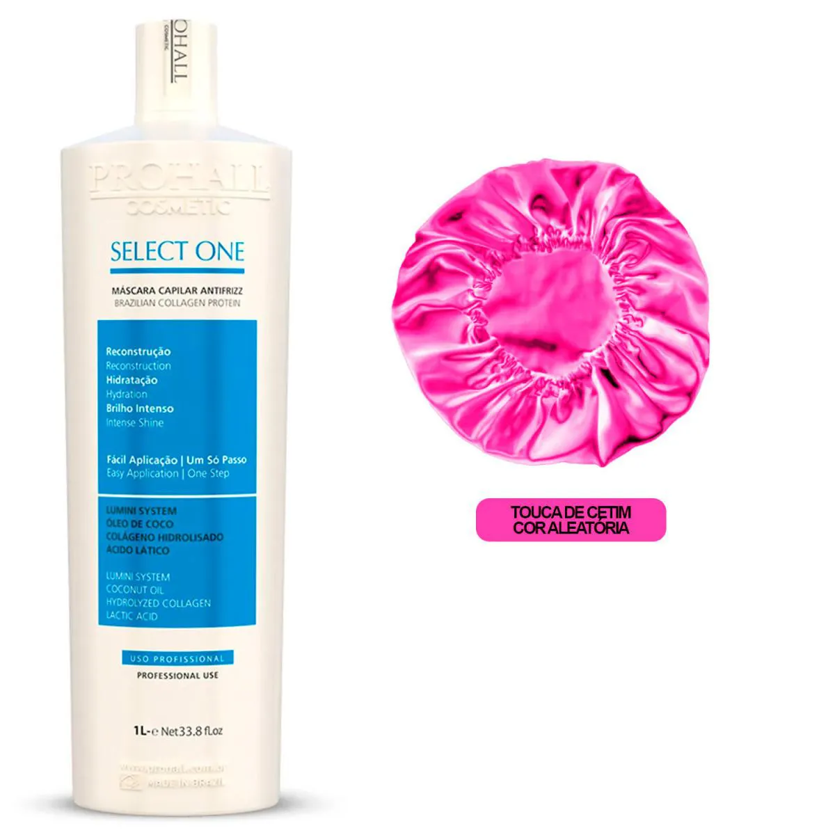 ALISA CABELO SELECT ONE PROHALL 1 LITRO + TOUCA DE CETIM