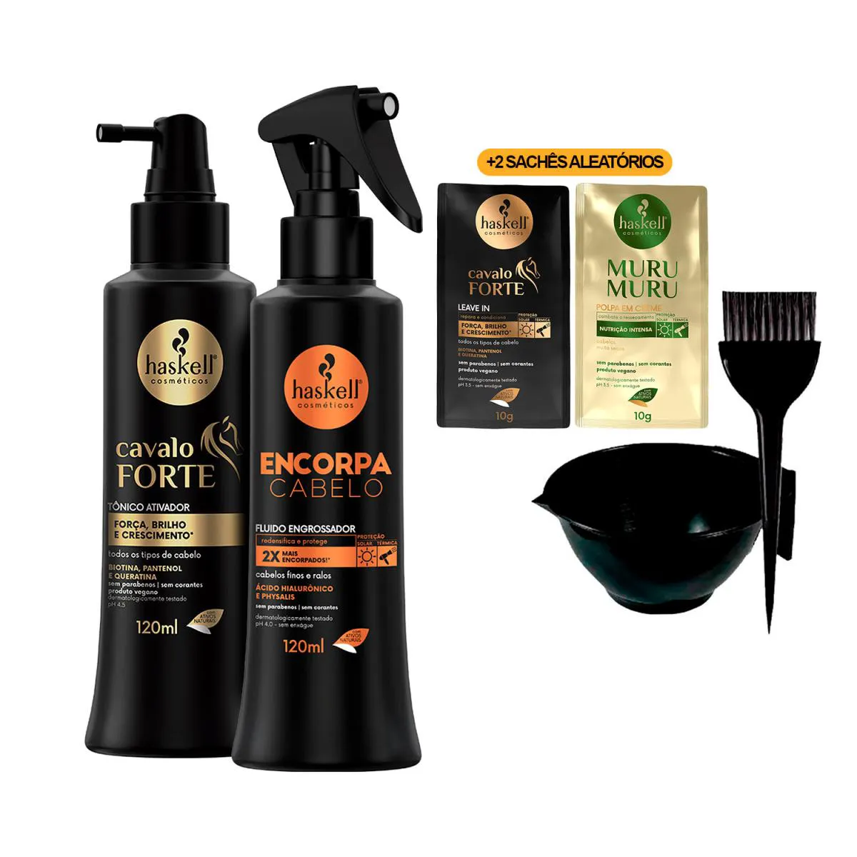 HASKELL TôNICO CAVALO FORTE + FLUIDO ENCORPA +CUMBUCA/2SACHê