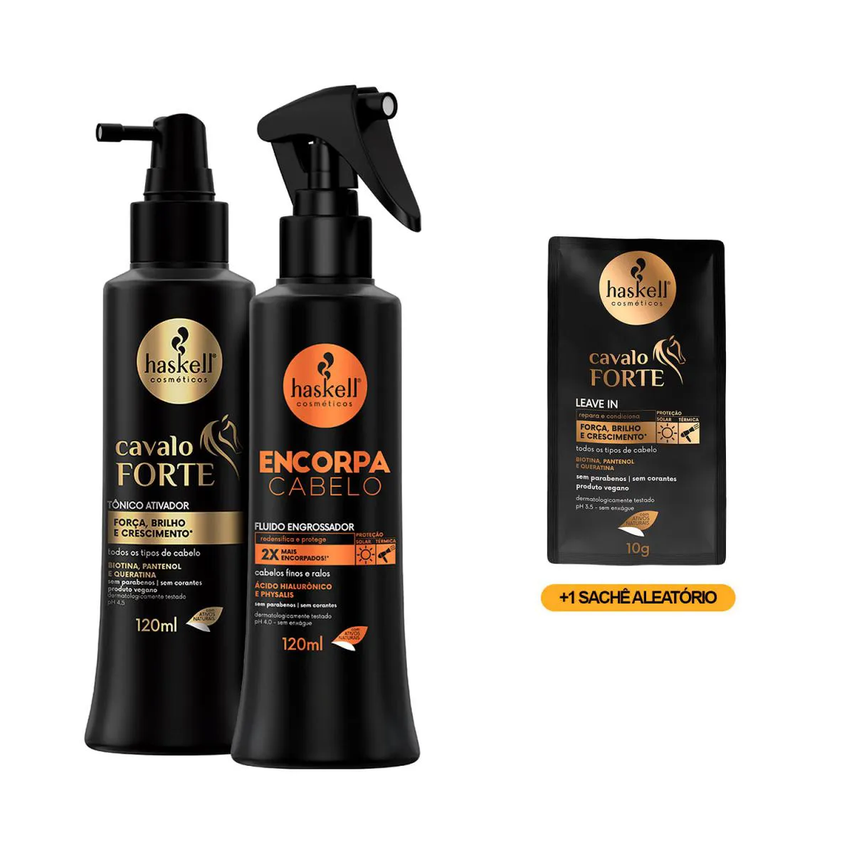 HASKELL TôNICO CAVALO FORTE + FLUIDO ENCORPA CABELO +1 SACHê