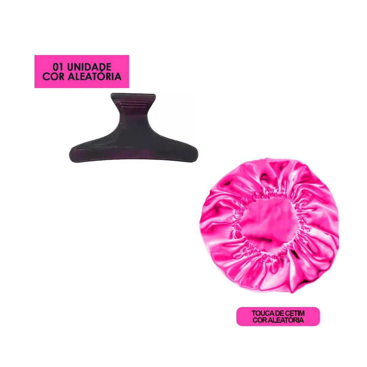 1 PIRANHA PRENDEDOR PRESILHA PARA CABELO + 1 TOUCA DE CETIM - CORES ALEATóRIAS