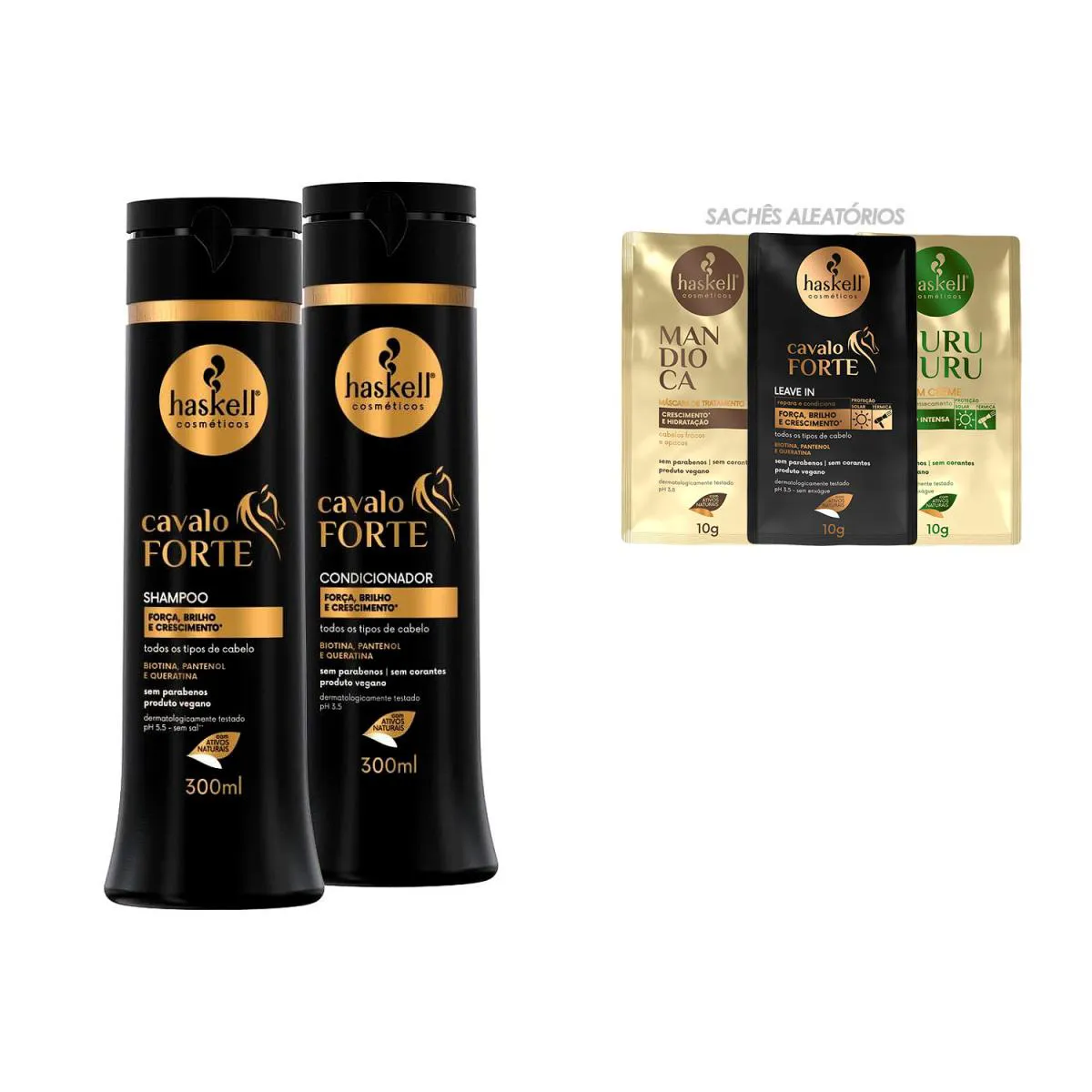 HASKELL CAVALO FORTE ORIGINAL SHAMPOO/COND 300ML +3 SACHêS