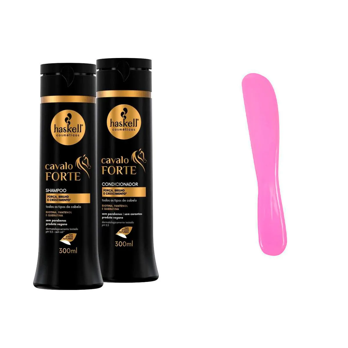 KIT ORIGINAL HASKELL CAVALO FORTE SHP/COND 300ML + ESPáTULA