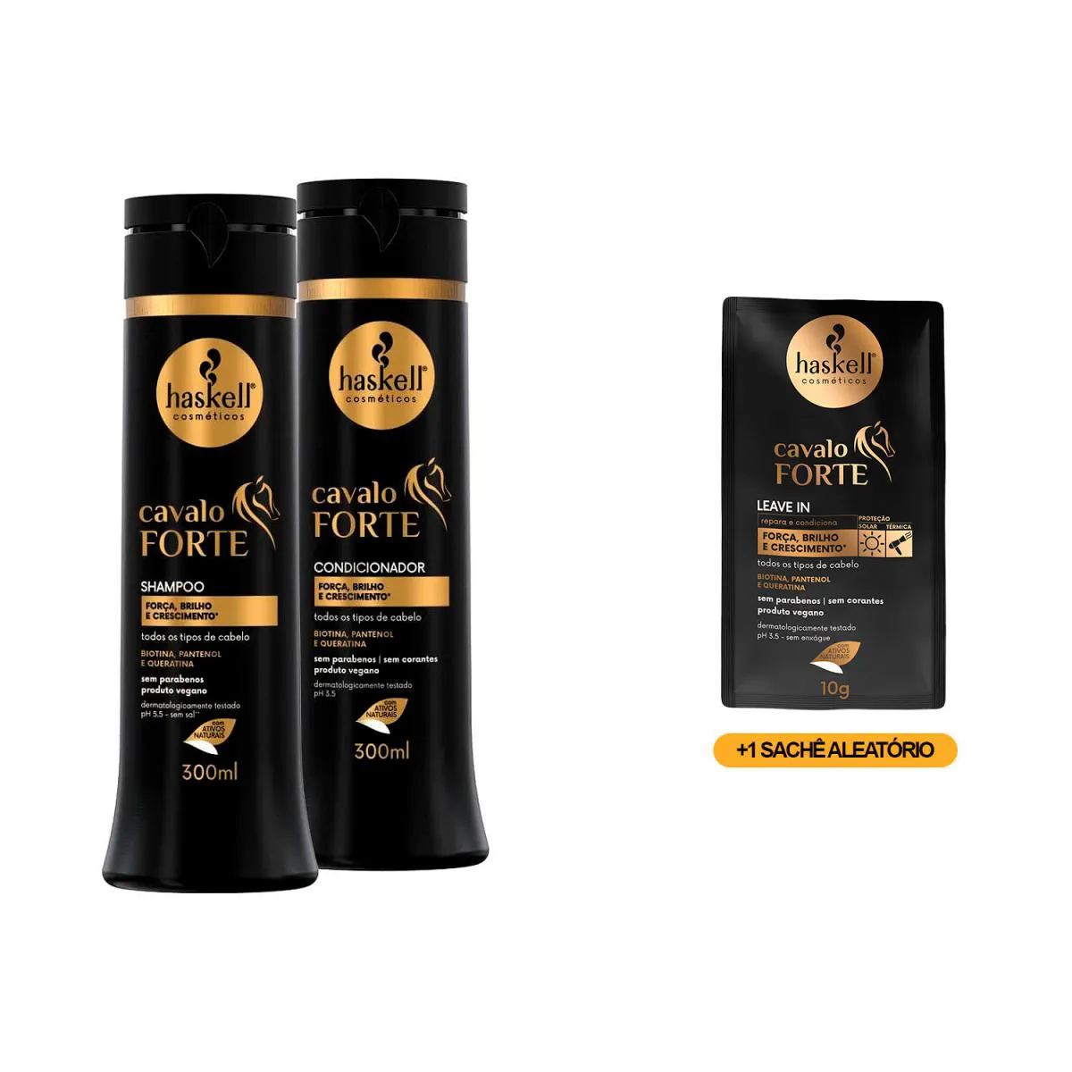 KIT HASKELL CAVALO FORTE SHP/COND 300ML + 1 SACHê TRATAMENTO