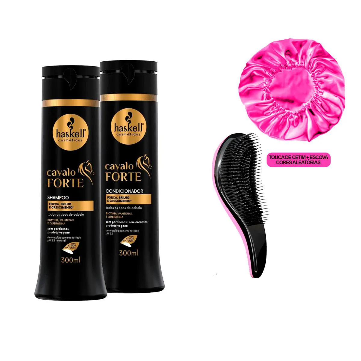 HASKELL CRESCE FIO CAVALO FORTE SHP/COND 300ML +TOUCA/ESCOVA