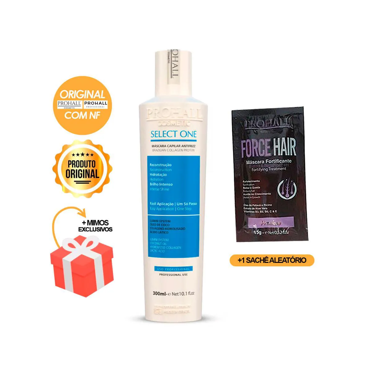SELECT ONE ANTIFRIZZ PROHALL 300ML + 1 SACHê TRATAMENTO