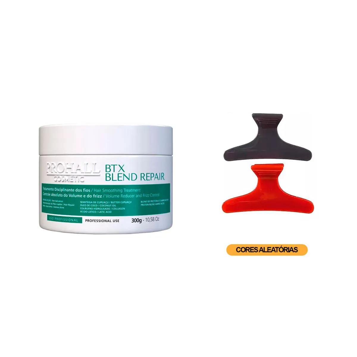 BTX ORGâNICO BLEND REPAIR PROHALL 300G + 2 PRESILHA CABELO