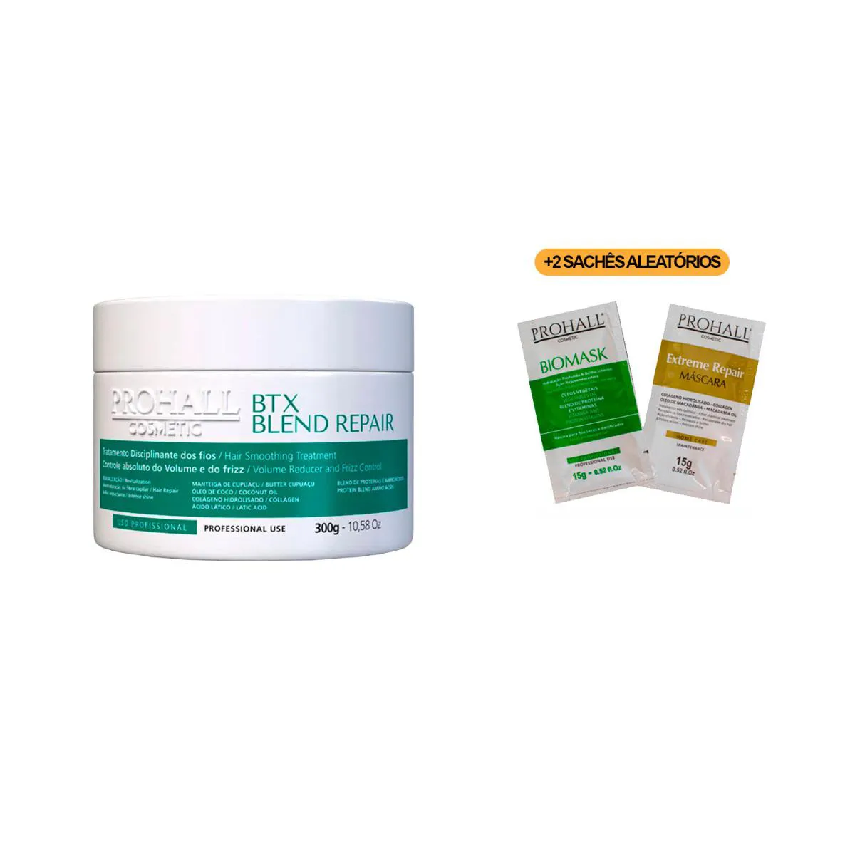 BTX ORGâNICO BLEND REPAIR PROHALL 300G + 2 SACHêS TRATAMENTO