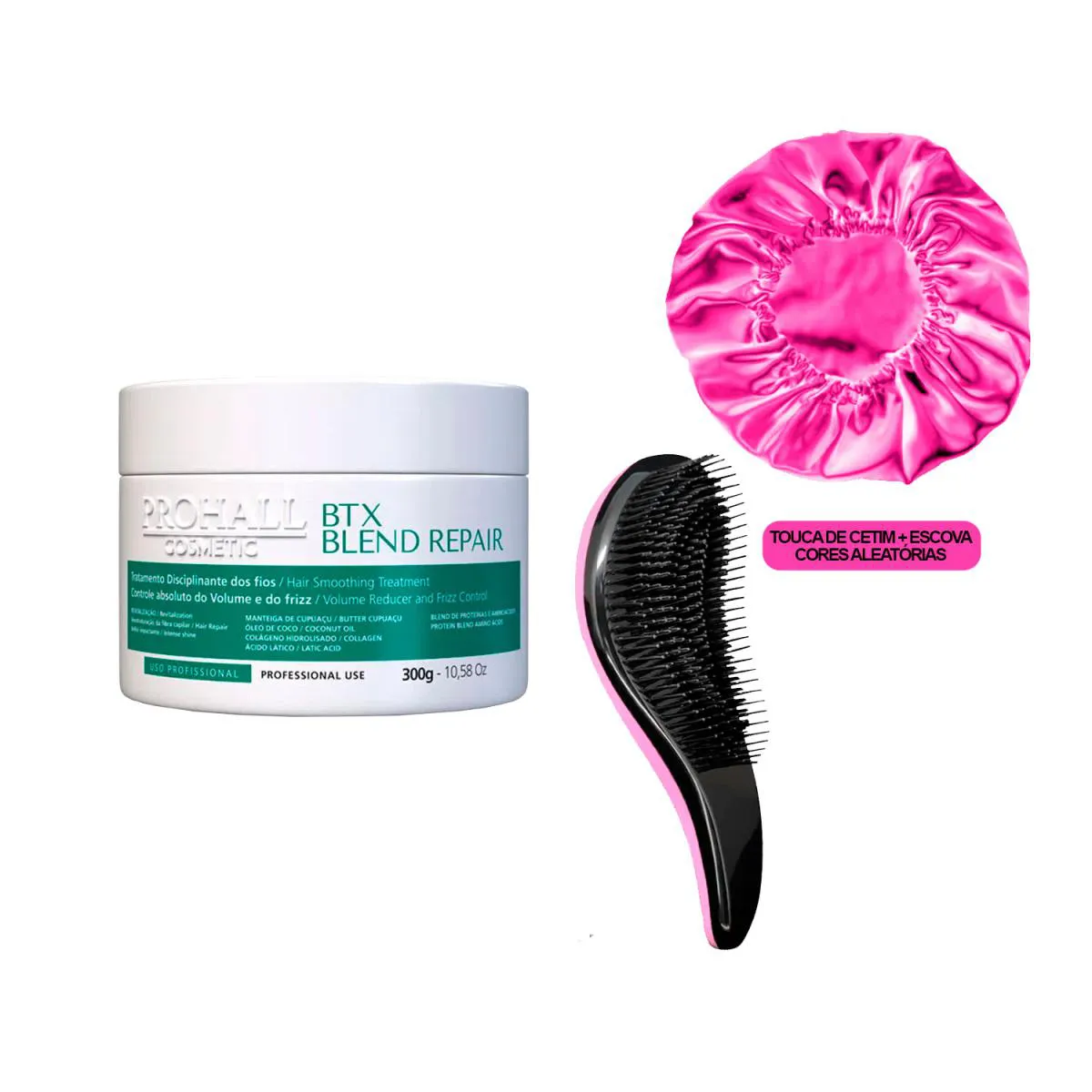 BTX ORGâNICO BLEND REPAIR PROHALL 300G +ESCOVA/TOUCA CETIM
