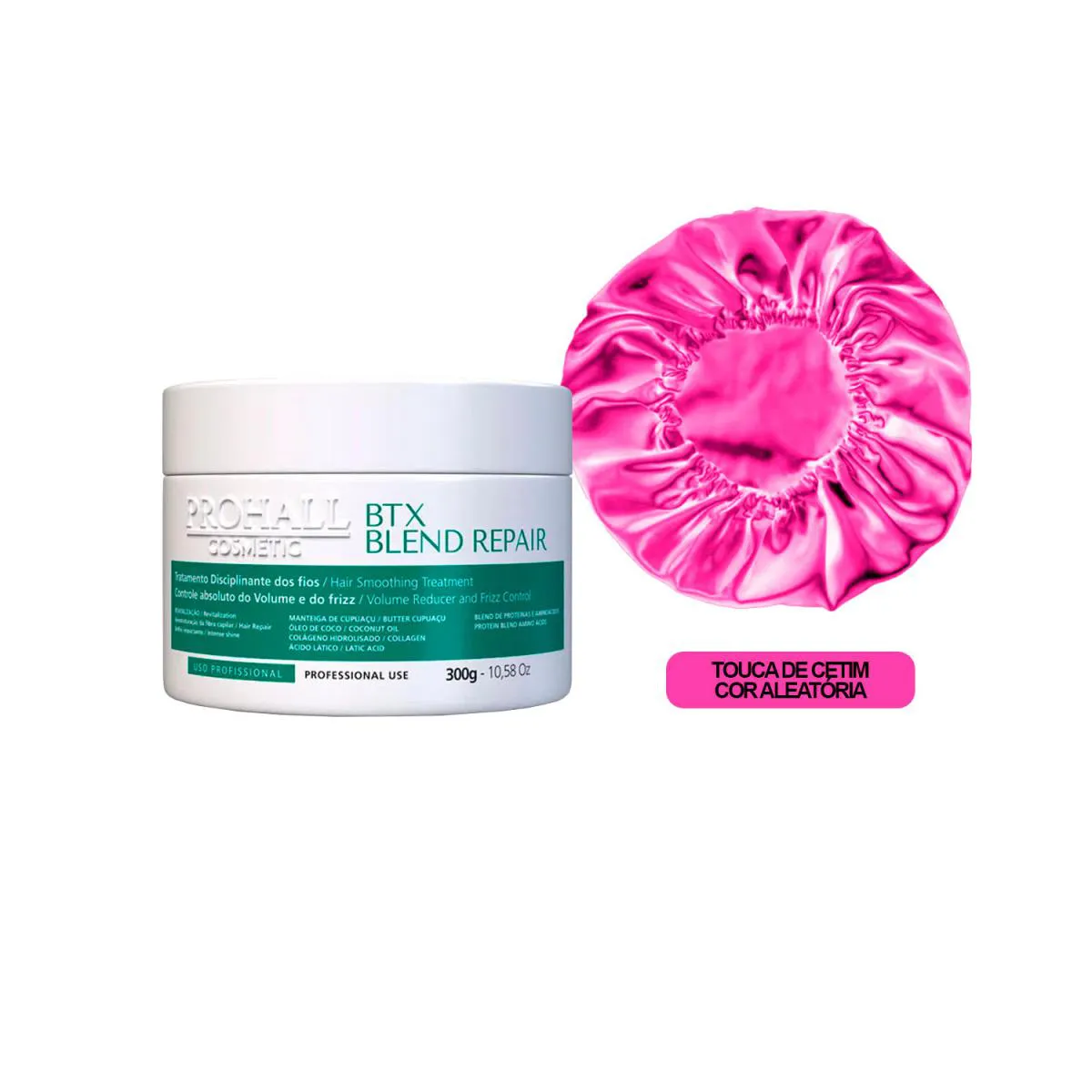 BTX ORGâNICO BLEND REPAIR PROHALL 300G + TOUCA CETIM CAPILAR
