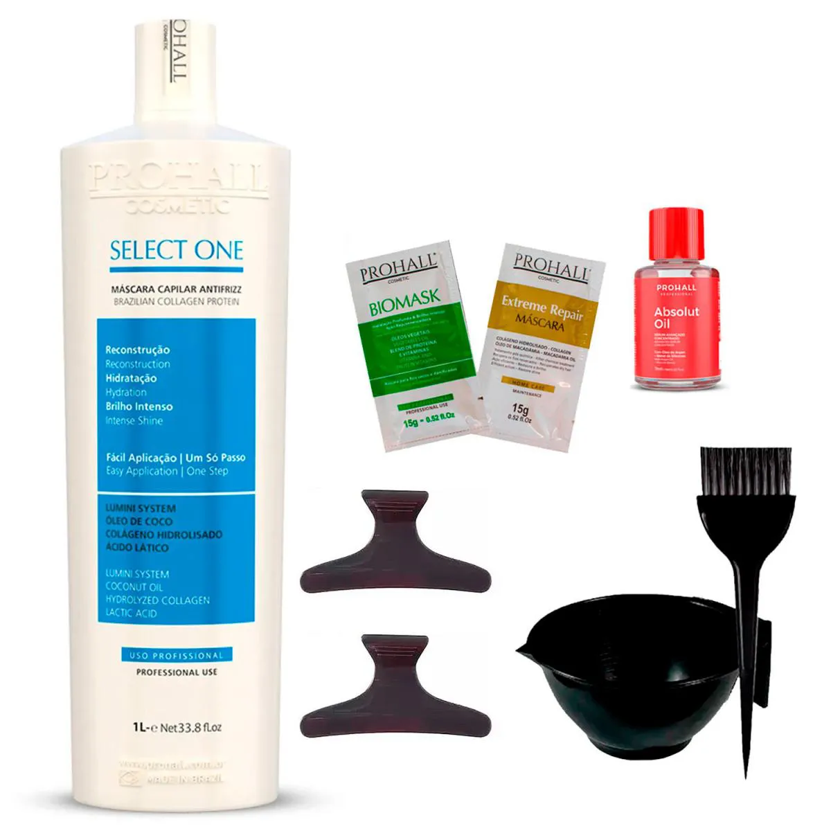 SELECT ONE PROHALL 1 LITRO + 2SACHêS/CUMBUCA/2PRESILHAS/ÓLEO