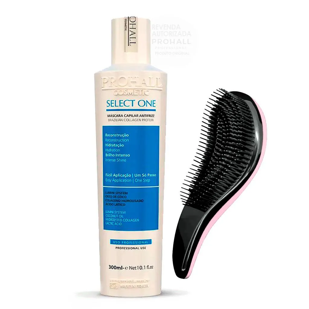 SELECT ONE ANTIFRIZZ PROHALL 300ML + ESCOVA DESEMBARAçADORA