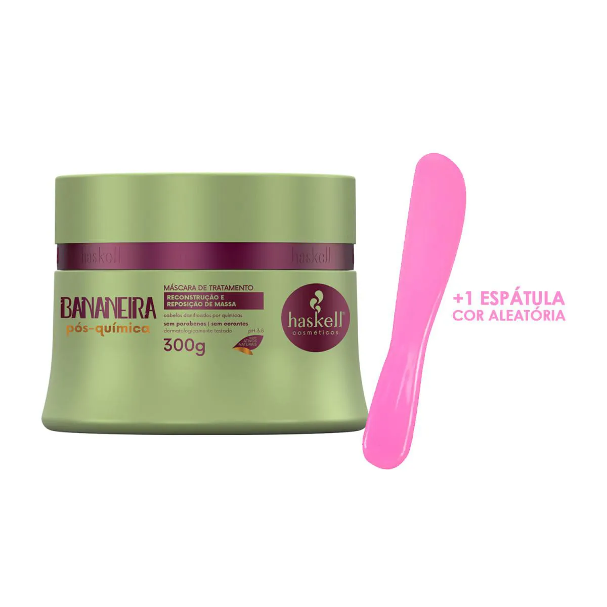 MáSCARA DE RECONSTRUçãO HASKELL BANANEIRA 300G + ESPáTULA