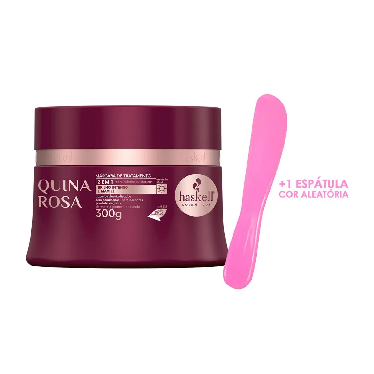 MáSCARA HIDRATAçãO CAPILAR HASKELL QUINA ROSA 300G +ESPáTULA