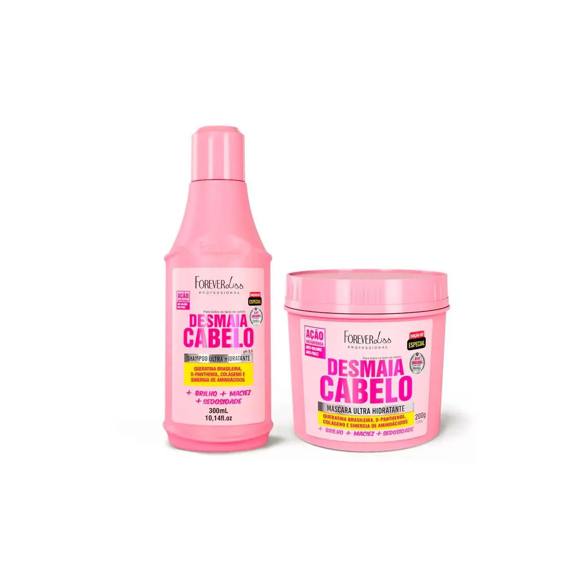 KIT DESMAIA CABELO FOREVER LISS SHAMPOO 300ML E MáSCARA 200G