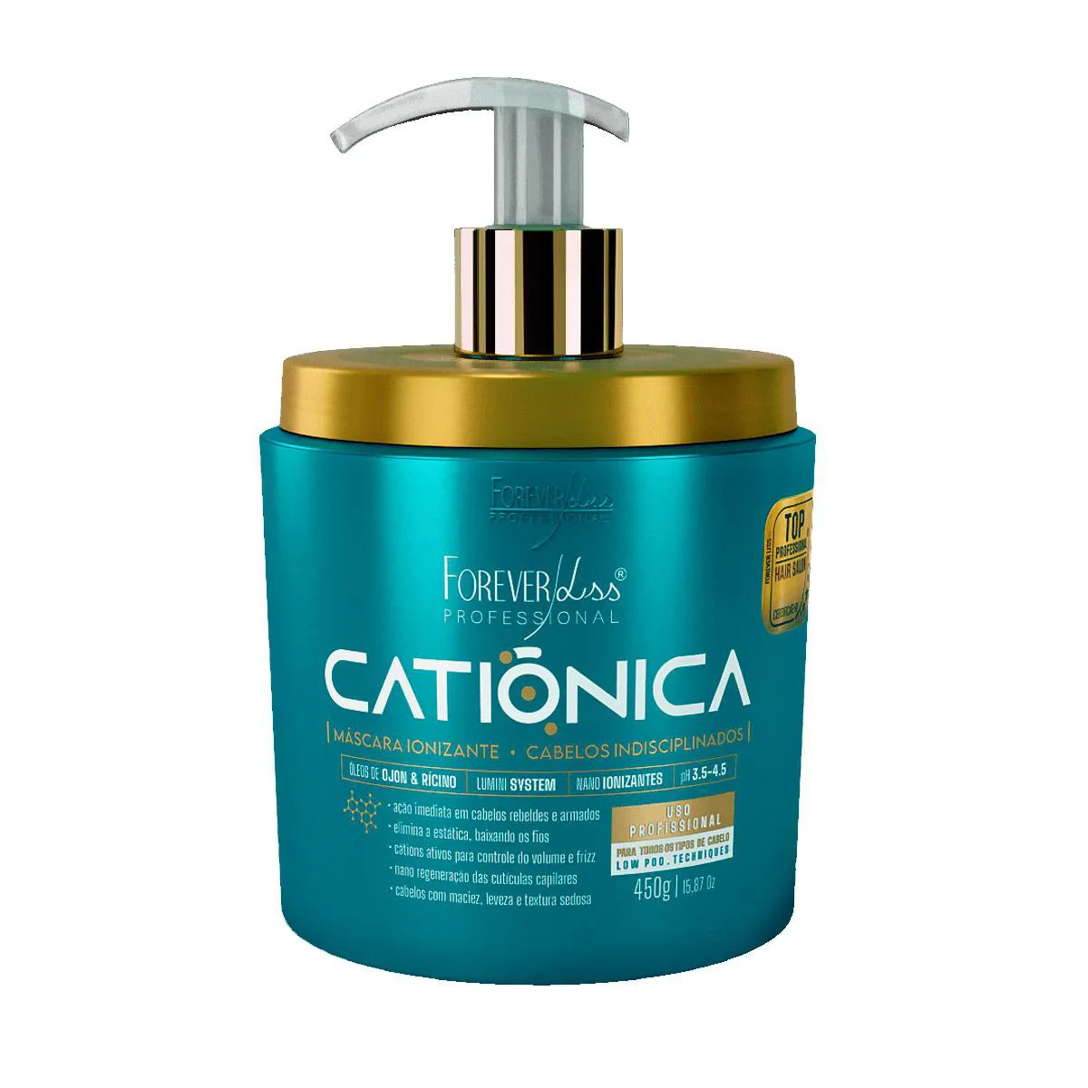 MáSCARA CATIôNICA FOREVER LISS ANTI FRIZZ E VOLUME CAPILAR