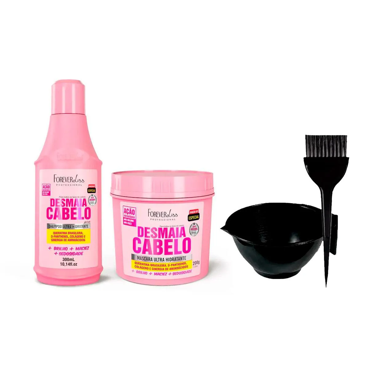DESMAIA CABELO FOREVER LISS SHP/MáSC 200G +CUMBUCA E PINCEL