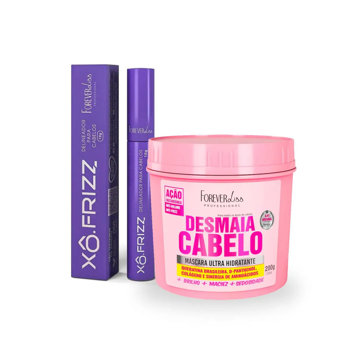KIT Xô FRIZZ + MáSCARA DESMAIA CABELO FOREVER LISS 200G