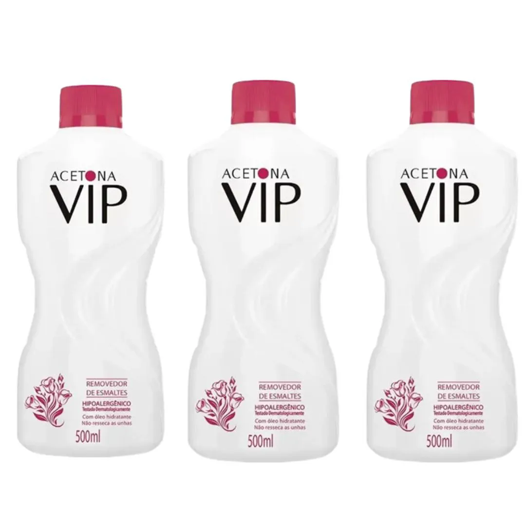 KIT 03 UNIDADES - REMOVEDOR ESMALTE VIP 500ML