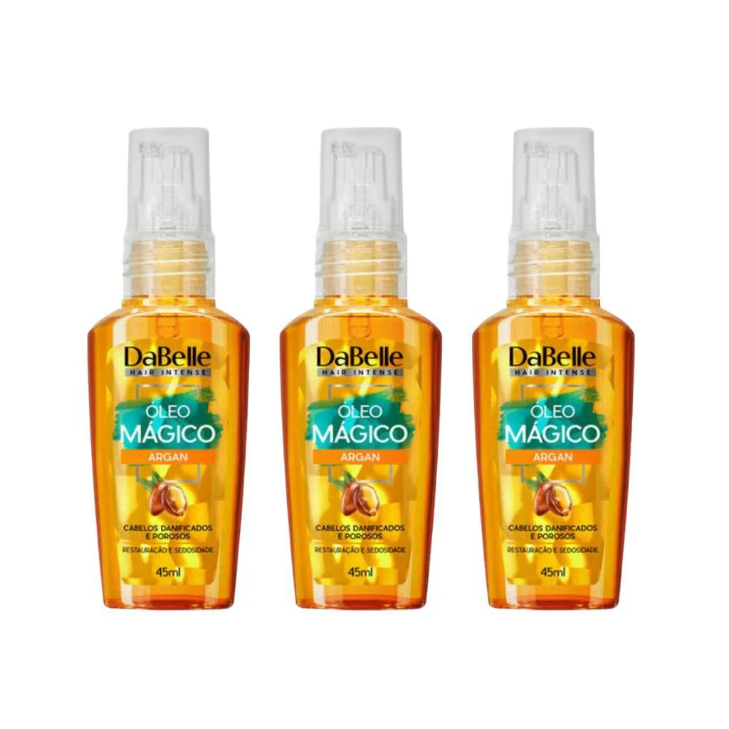 OLEO CAPILAR DABELLE 45ML ARGAN - KIT C/ 3UN