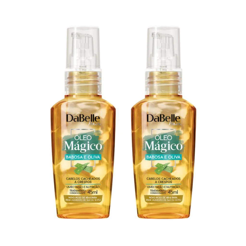 OLEO CAPILAR DABELLE 45ML MAGICO BABOSA/OLIVA - KIT C/ 2UN