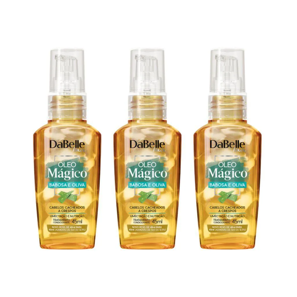 OLEO CAPILAR DABELLE 45ML MAGICO BABOSA/OLIVA - KIT C/ 3UN