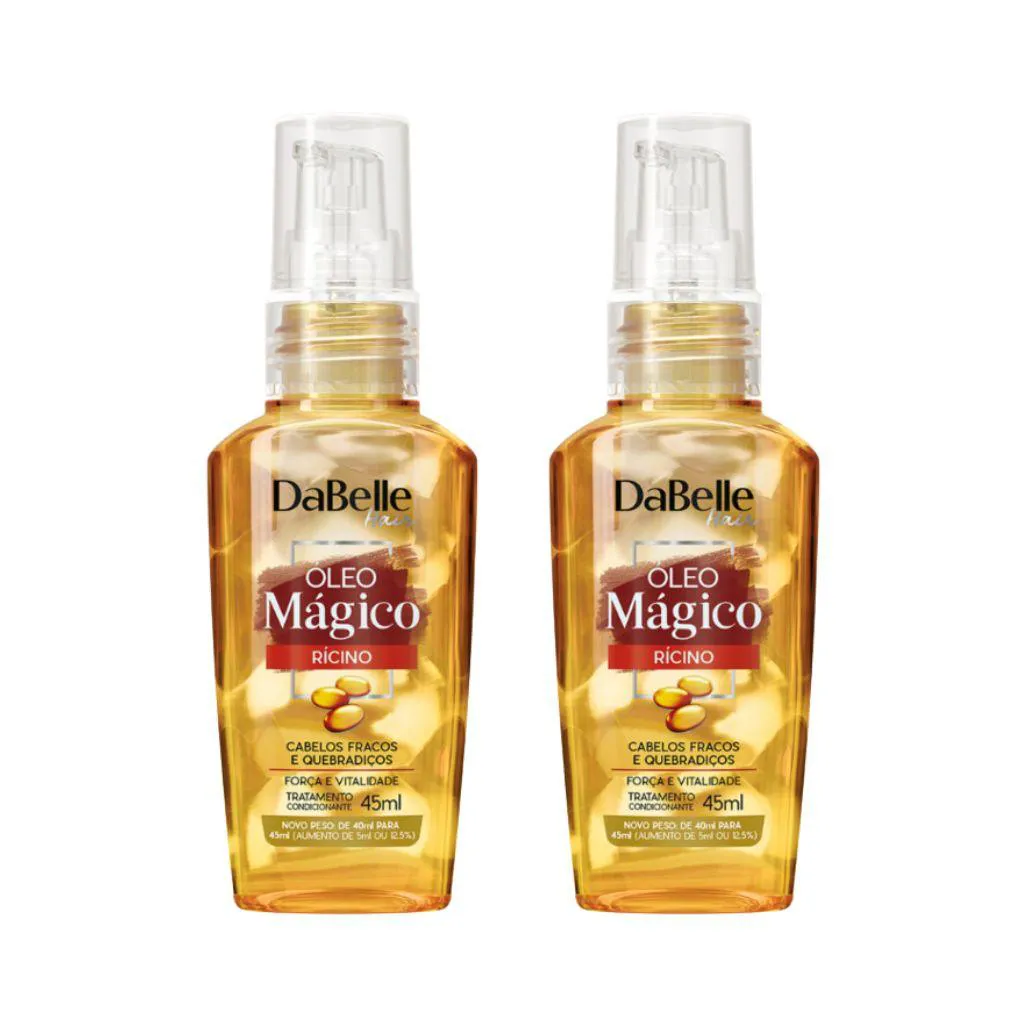OLEO CAPILAR DABELLE 45ML MAGICO RICINO - KIT C/ 2UN