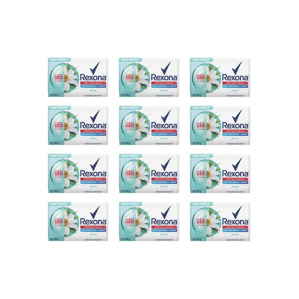 SABONETE REXONA ANTIBACTERIANO FRESH 84G - KIT C/ 12UN