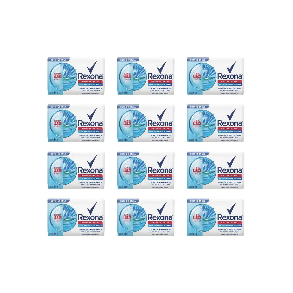 SABONETE REXONA ANTIBAC LIMPEZA PROFUNDA 84G - KIT C/ 12UN