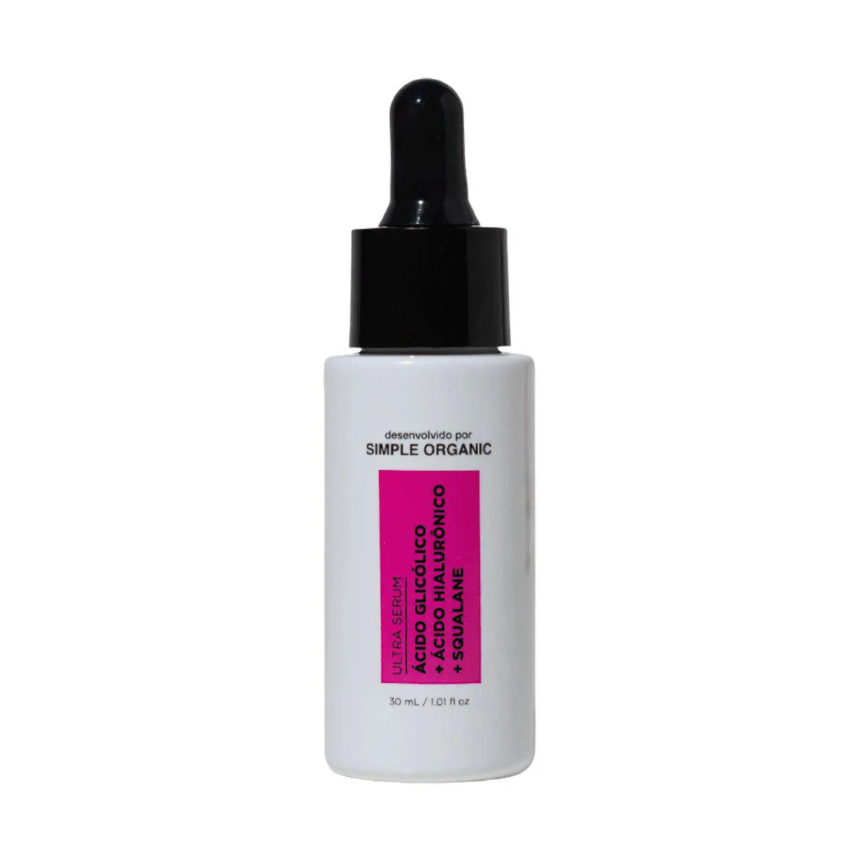 Ultra Sérum Facial Simple Organic Ácido Glicólico + Ácido Hialurônico + Squalane 30ml
