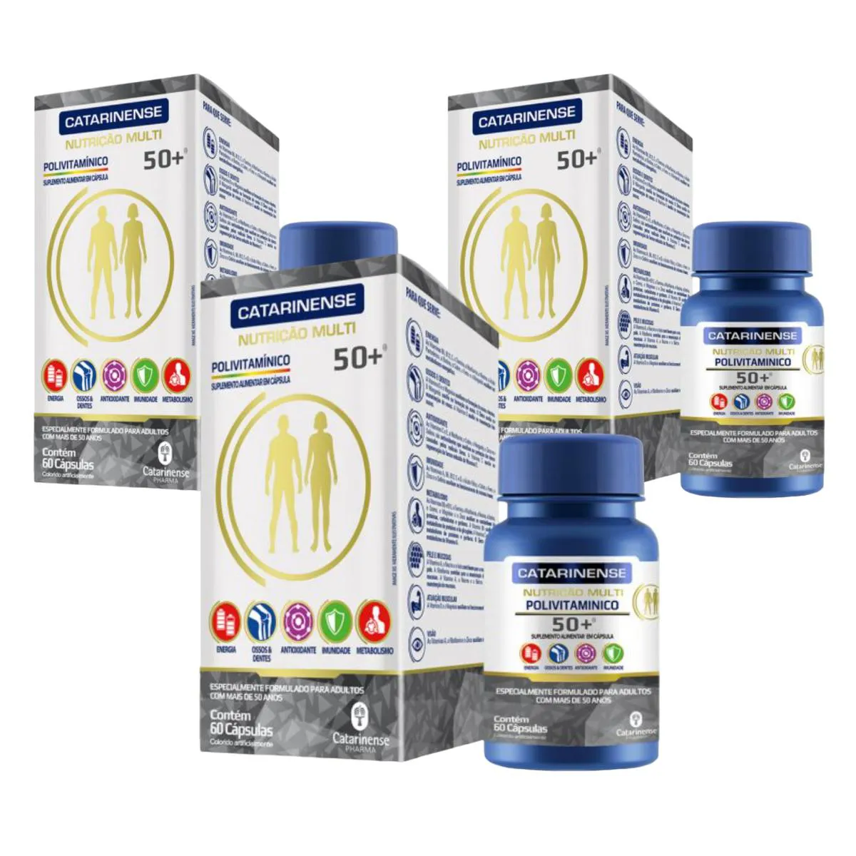 KIT 3 POLIVITAMíNICO VITAMINA MULTI 50+ 60 CPS - CATARINENSE