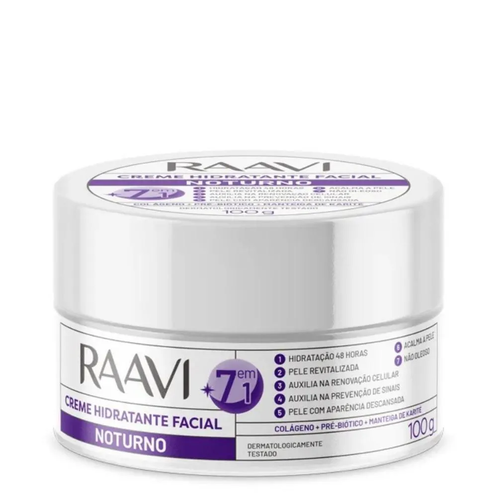 RAAVI CREME HIDRATANTE FACIAL NOTURNO 100G