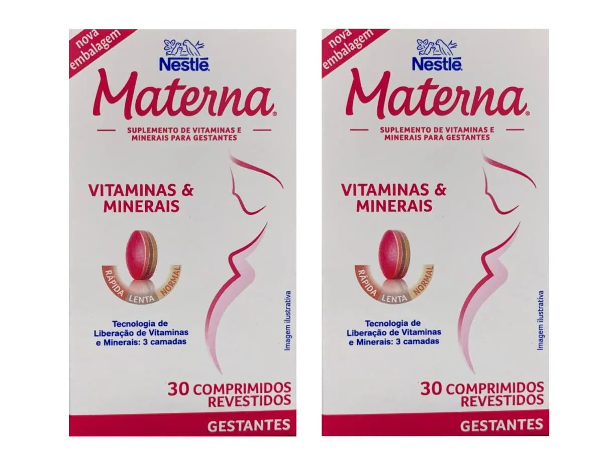 KIT 2 CAIXAS MATERNA NESTLé GESTANTES 30 COMPRIMIDOS