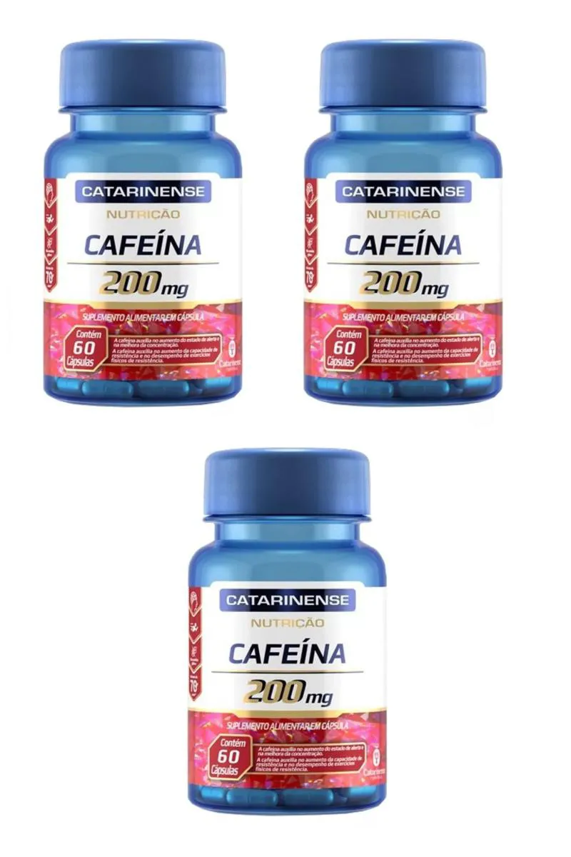 KIT 3 SUPLEMENTO CATARINENSE CAFEíNA 200MG ENERGIA 60CPS